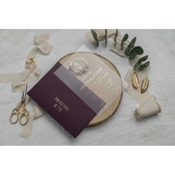 Ekonom Şeffaf Model Lüks Düğün Davetiyesi 9267