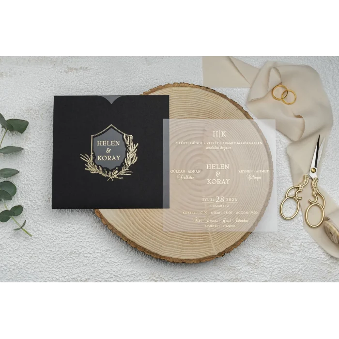 Ekonom Şeffaf Model Lüks Düğün Davetiyesi 9272