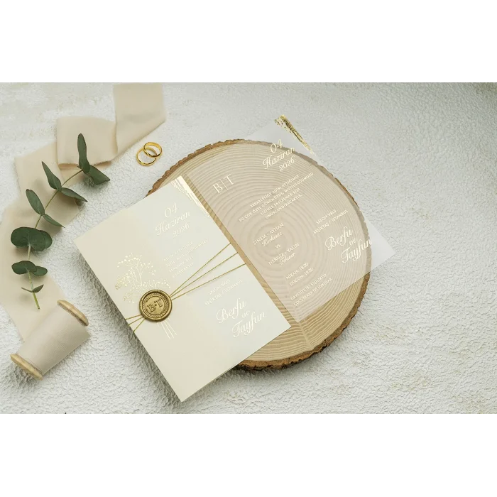 Ekonom Şeffaf Model Lüks Düğün Davetiyesi 9277