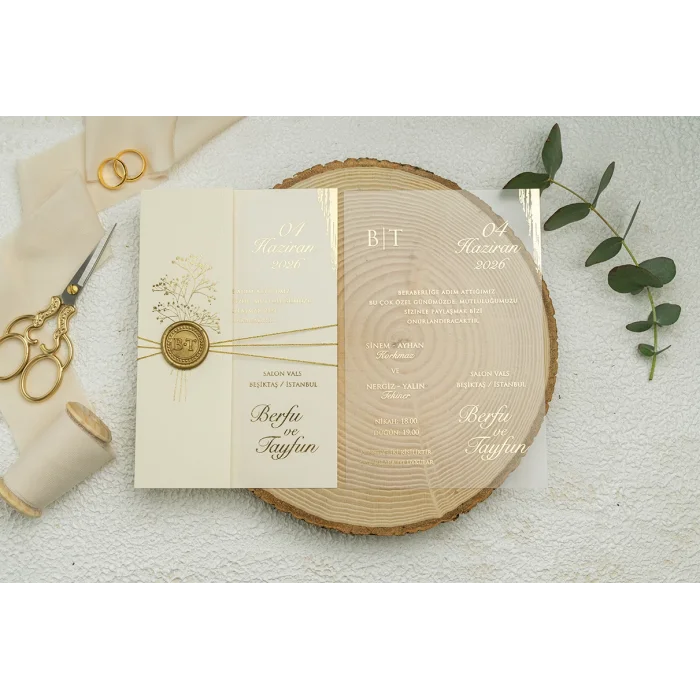 Ekonom Şeffaf Model Lüks Düğün Davetiyesi 9277