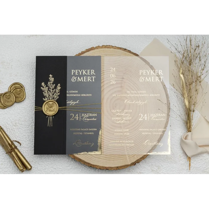 Ekonom Şeffaf Model Lüks Düğün Davetiyesi 9278