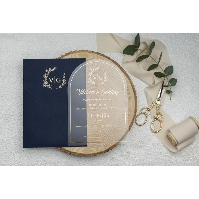 Ekonom Şeffaf Model Lüks Düğün Davetiyesi 9311