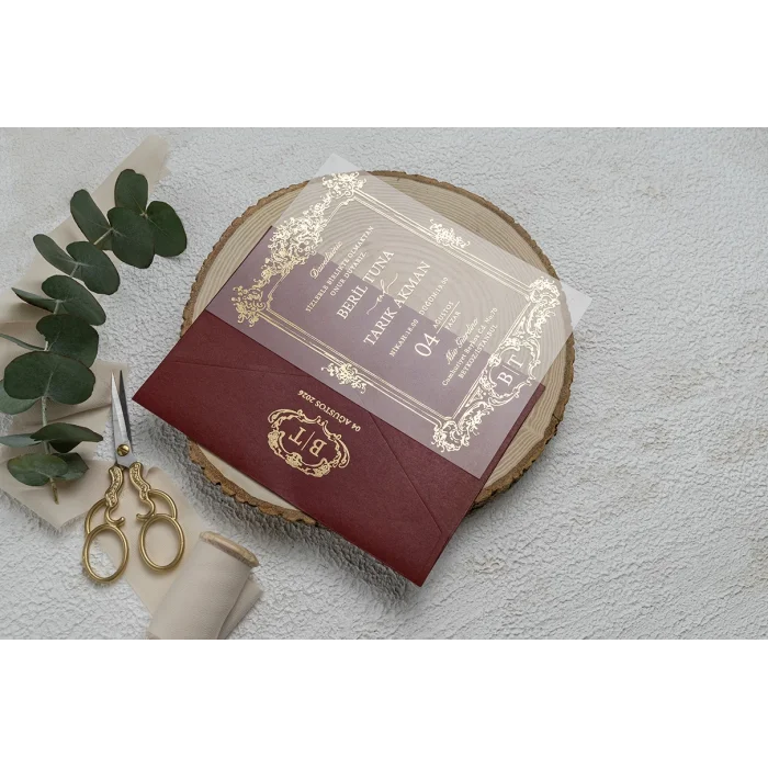 Ekonom Şeffaf Model Lüks Düğün Davetiyesi 9363