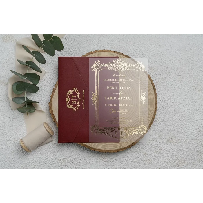 Ekonom Şeffaf Model Lüks Düğün Davetiyesi 9363