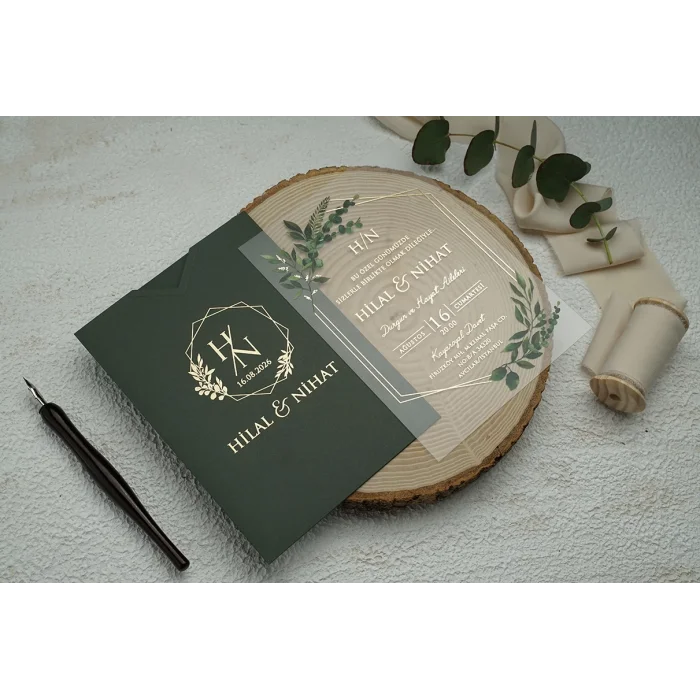 Ekonom Şeffaf Model Lüks Düğün Davetiyesi 9366