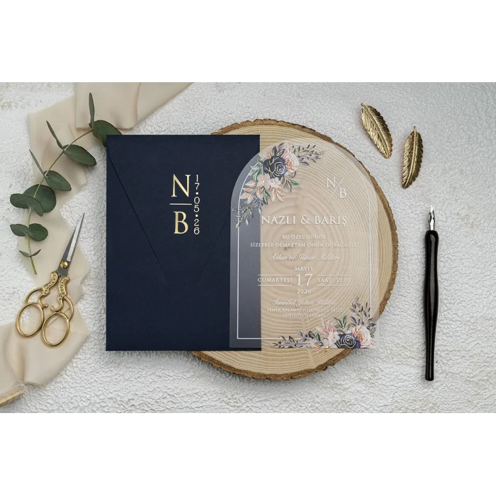 Ekonom Şeffaf Model Lüks Düğün Davetiyesi 9369
