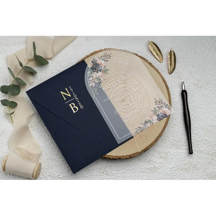 Ekonom Şeffaf Model Lüks Düğün Davetiyesi 9369