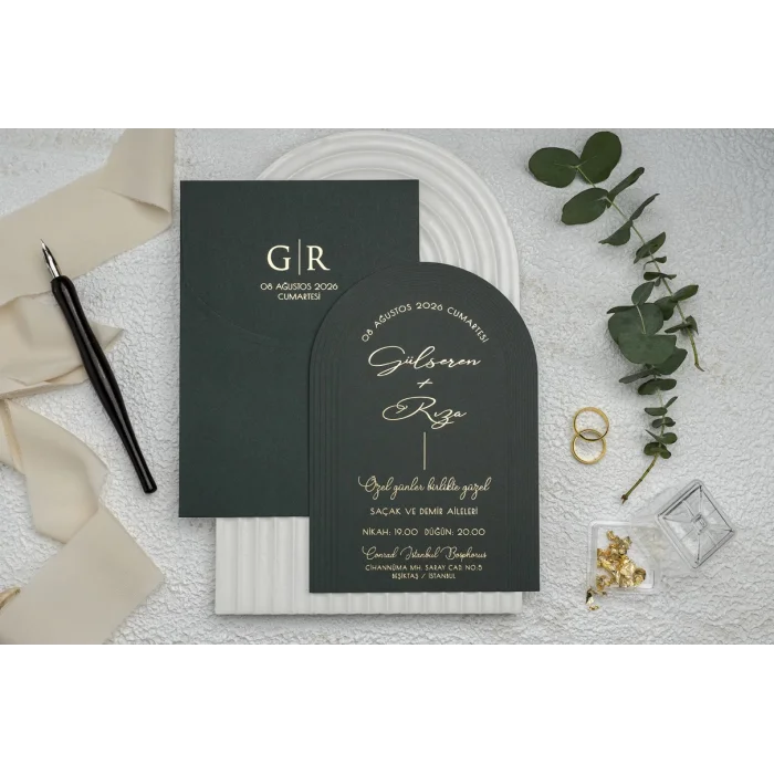 Ekonom Şeffaf Model Lüks Düğün Davetiyesi 9372