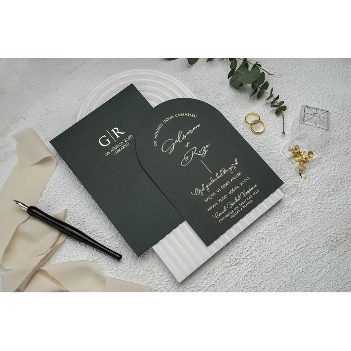 Ekonom Şeffaf Model Lüks Düğün Davetiyesi 9372