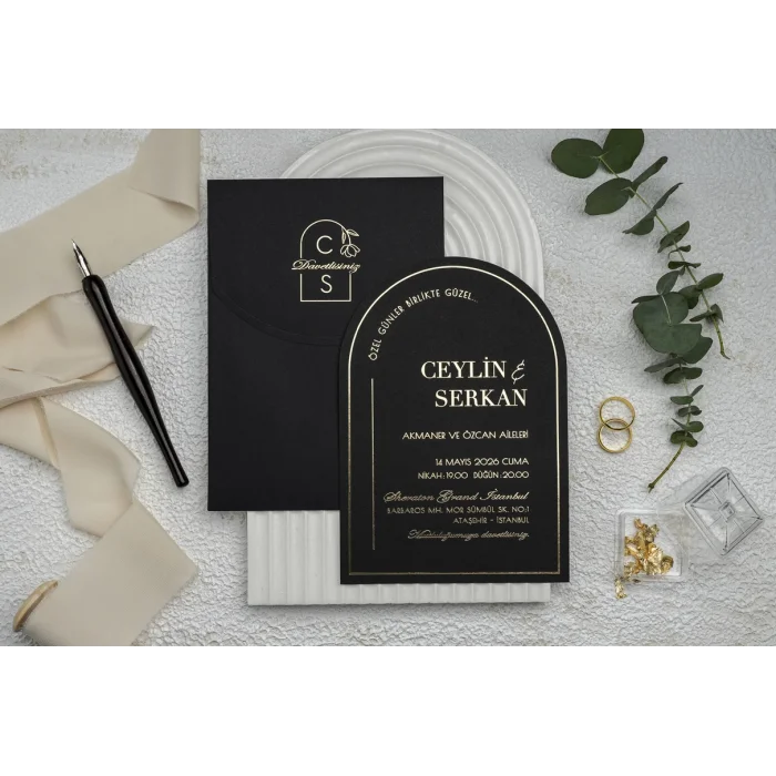 Ekonom Şeffaf Model Lüks Düğün Davetiyesi 9373