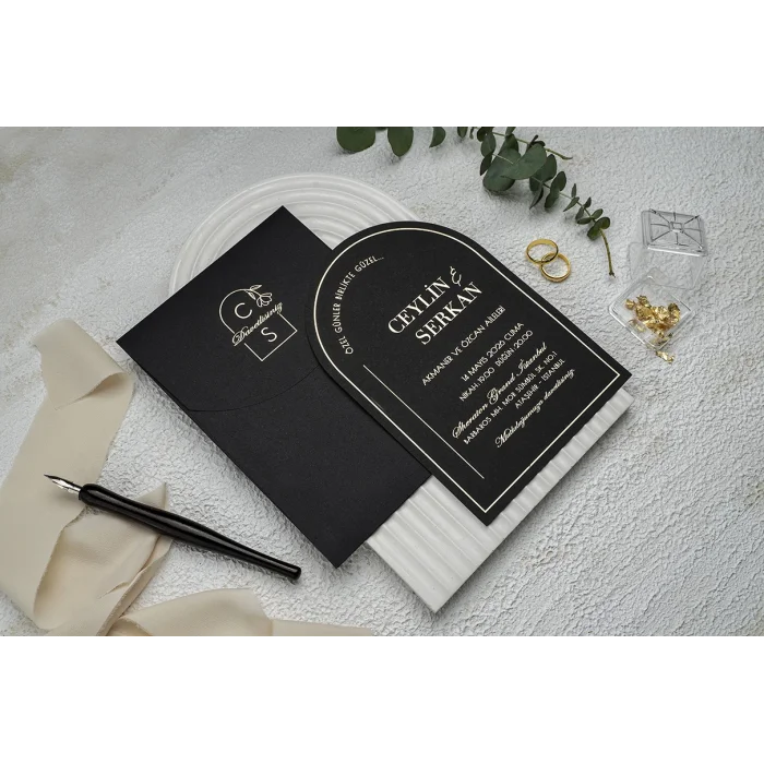 Ekonom Şeffaf Model Lüks Düğün Davetiyesi 9373