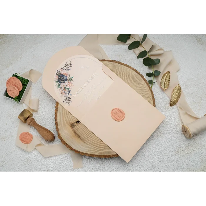 Ekonom Şeffaf Model Lüks Düğün Davetiyesi Mühürsüz 9365