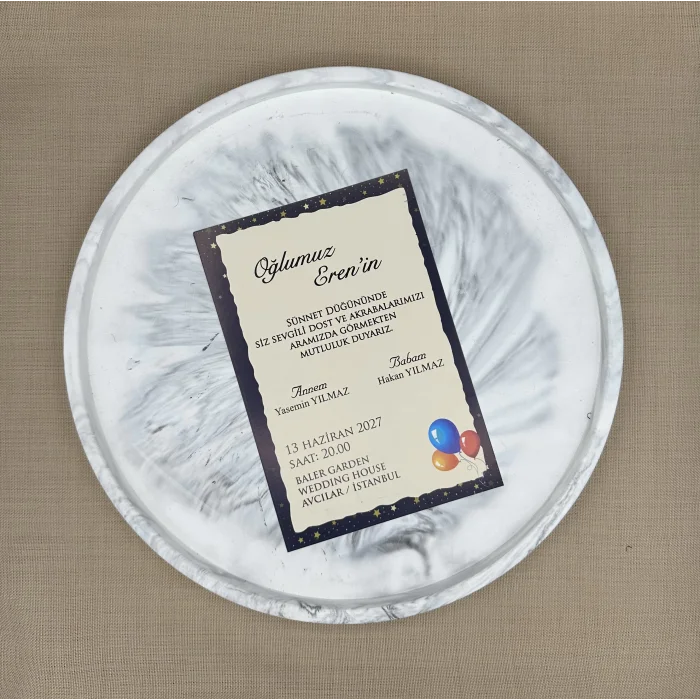 İmza Sünnet Davetiyesi Beyaz Zarflı 6001