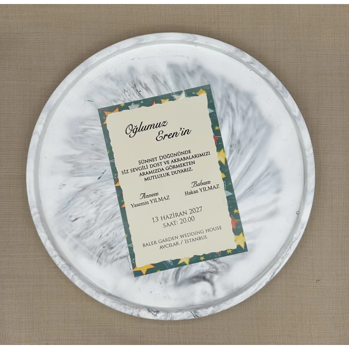 İmza Sünnet Davetiyesi Beyaz Zarflı 6001