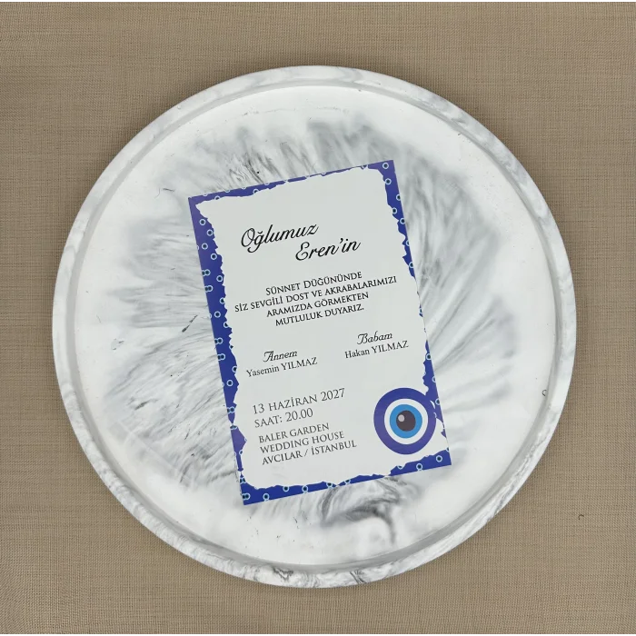 İmza Sünnet Davetiyesi Beyaz Zarflı 6003