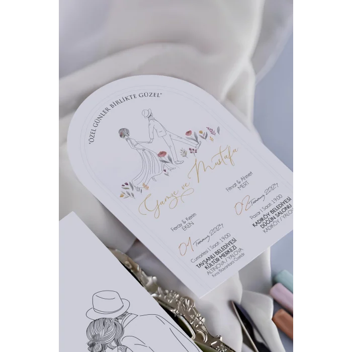 Oval Davetiye Zarfı Yaldız Baskı 2690 (500 ADET)