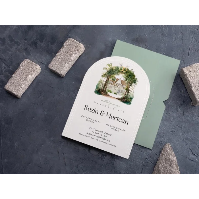 Oval Davetiye Zarfı Yaldız Baskı 2842 (500 ADET)