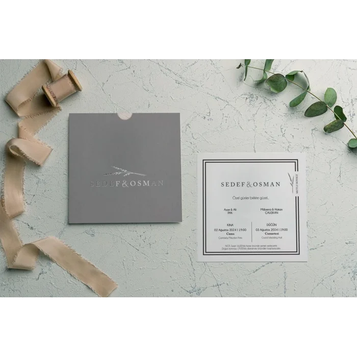 Yaldız Baskılı Kare Davetiye 2330