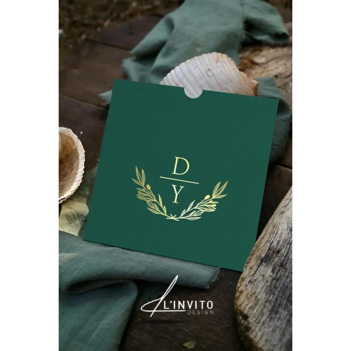 Yaldız Baskılı Kare Davetiye 2504