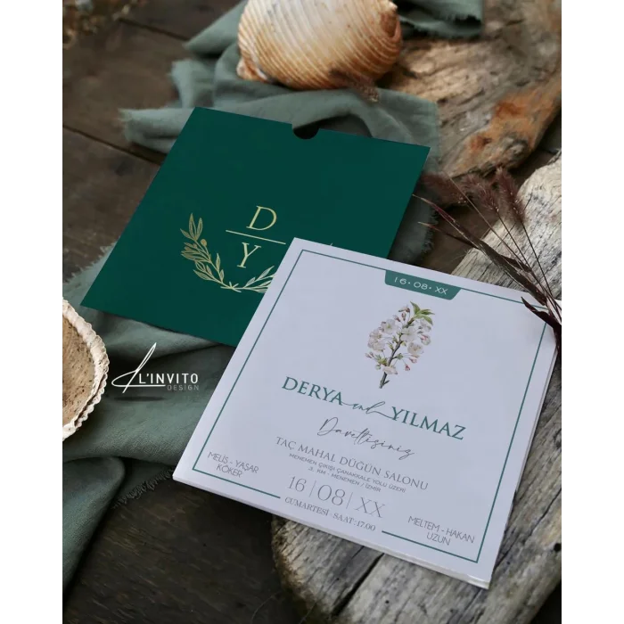 Yaldız Baskılı Kare Davetiye 2504