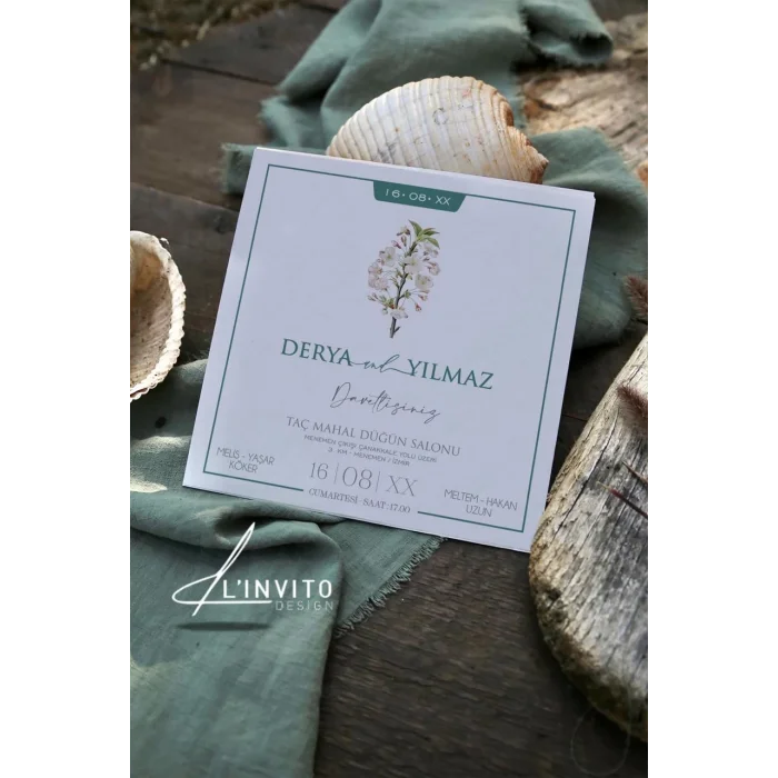 Yaldız Baskılı Kare Davetiye 2504