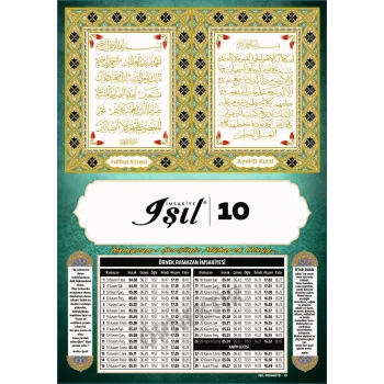 Yaldızlı Karton İmsakiye Işıl-10