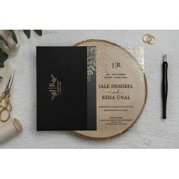 Ekonom Şeffaf Model Lüks Düğün Davetiyesi 9214
