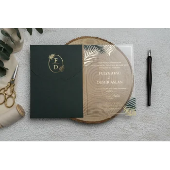 Ekonom Şeffaf Model Lüks Düğün Davetiyesi 9258