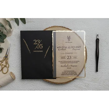 Ekonom Şeffaf Model Lüks Düğün Davetiyesi 9261