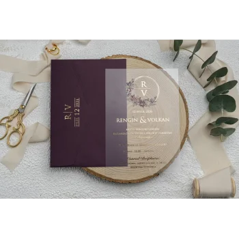 Ekonom Şeffaf Model Lüks Düğün Davetiyesi 9267