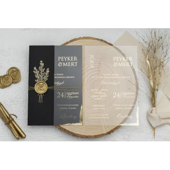 Ekonom Şeffaf Model Lüks Düğün Davetiyesi 9278