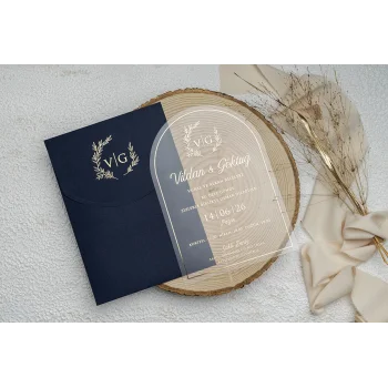 Ekonom Şeffaf Model Lüks Düğün Davetiyesi 9311