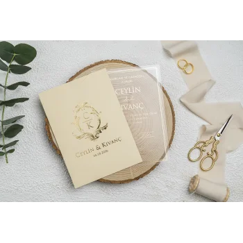 Ekonom Şeffaf Model Lüks Düğün Davetiyesi 9316