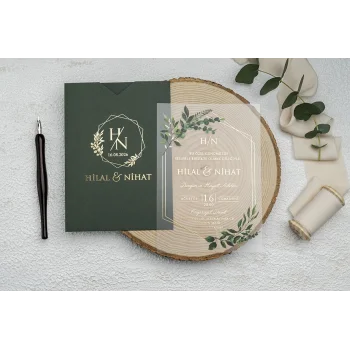 Ekonom Şeffaf Model Lüks Düğün Davetiyesi 9366