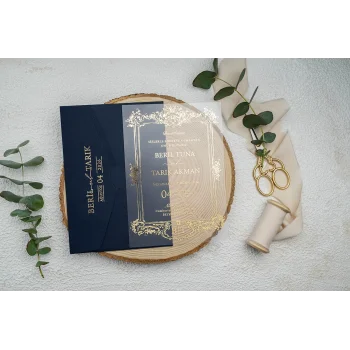 Ekonom Şeffaf Model Lüks Düğün Davetiyesi 9367