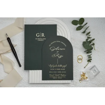 Ekonom Şeffaf Model Lüks Düğün Davetiyesi 9372