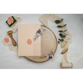 Ekonom Şeffaf Model Lüks Düğün Davetiyesi Mühürsüz 9365