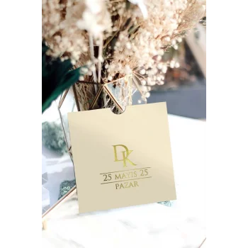 Yaldız Baskılı Kare Davetiye 2331