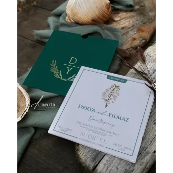 Yaldız Baskılı Kare Davetiye 2504