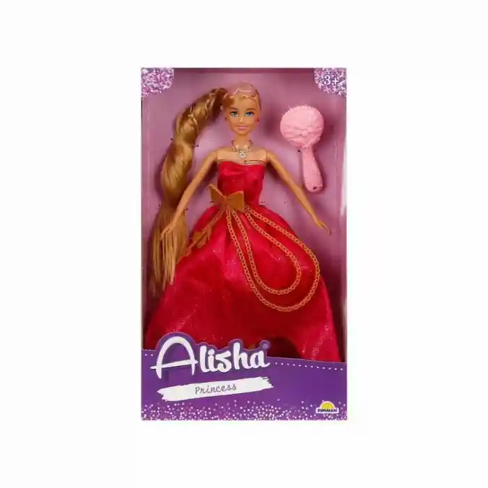 0835 NessiWorld-RST-SIS-MNK Prenses Uzun Saçlı Aksesuarlı Bebek Set 29 cm 3renk