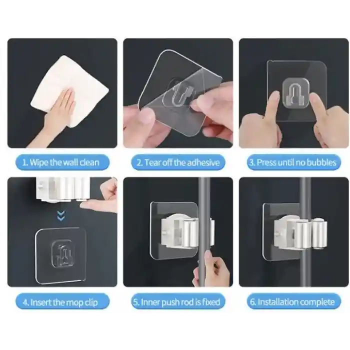 1 Adet Yapışkanlı Pratik Mop Tutucu Beyaz
