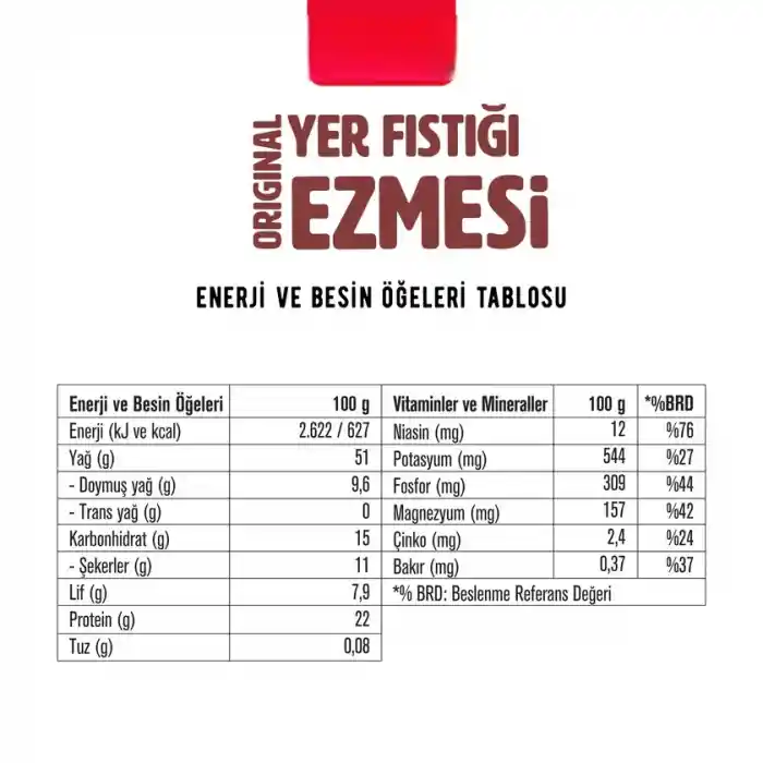 %100 Yer Fıstığı Ezmesi Original 315 Gr