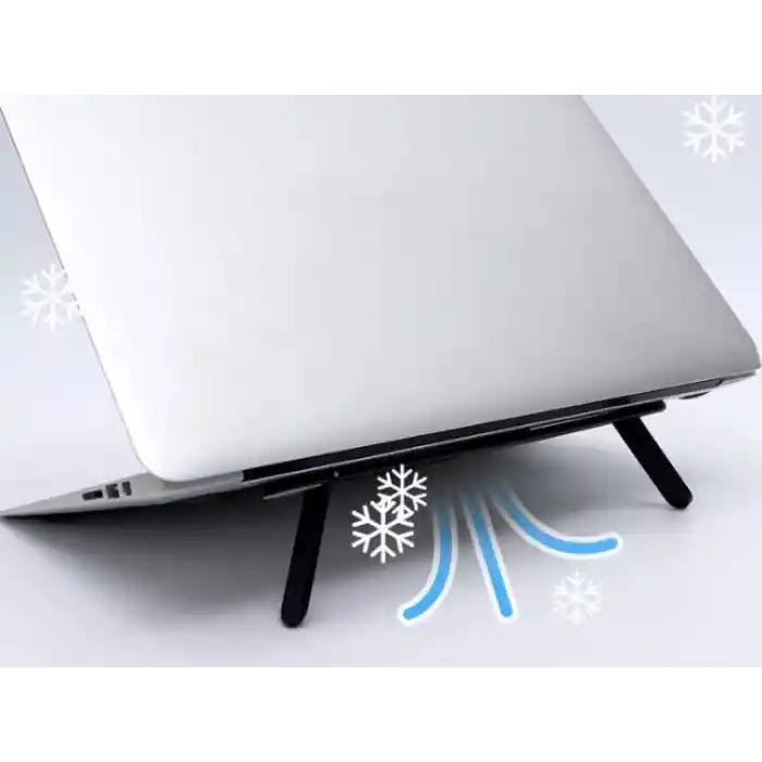 2 Kademeli Katlanabilir ve Yapışkanlı Laptop Standı Siyah