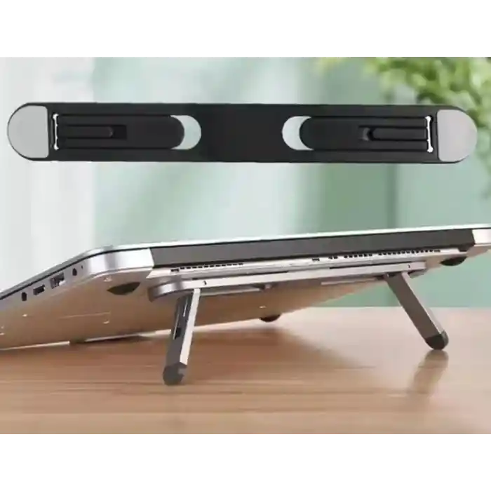 2 Kademeli Katlanabilir ve Yapışkanlı Laptop Standı Siyah