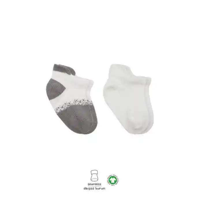 2Li Penye Sneakers Çorap 20105 Ekru Gri