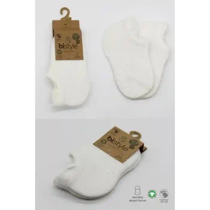 2Li Sneakers Kaymaz Basic Penye Çorap 20103 Ekru Ekru