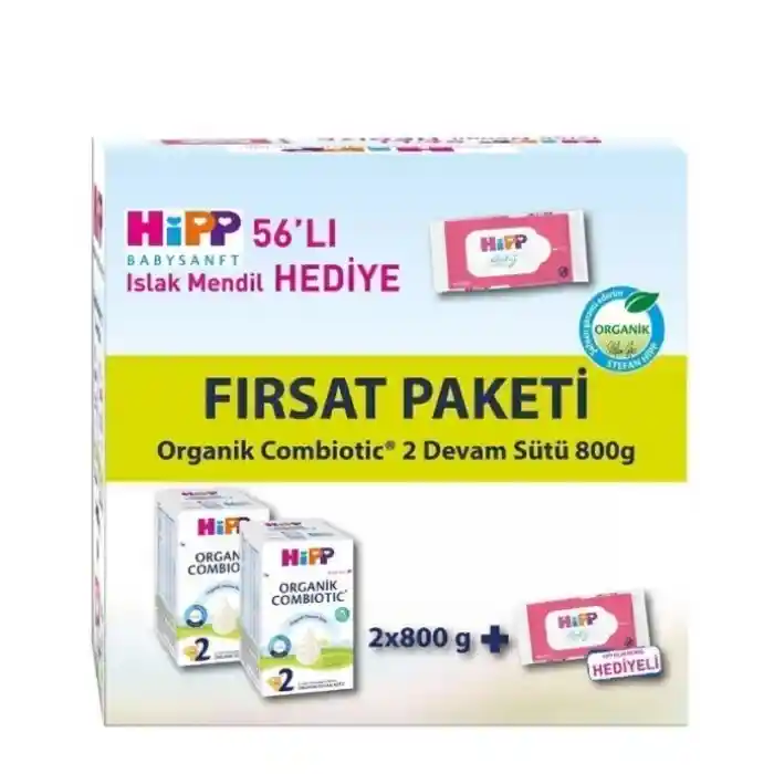 2 Organik Combiotic Bebek Sütü 800 Gr X2 Islak Mendil Hediyeli