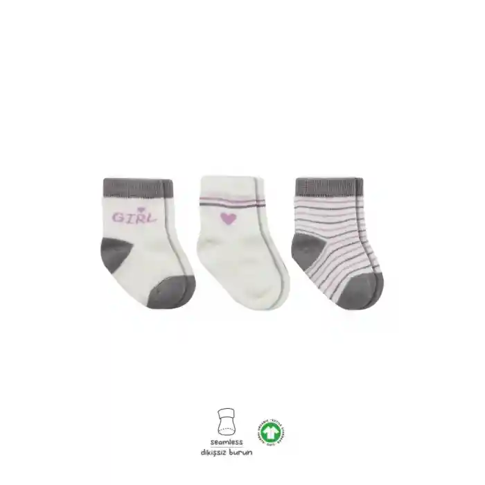 3Lü Penye Boy And Girl Soket Çorap 10114 Gri