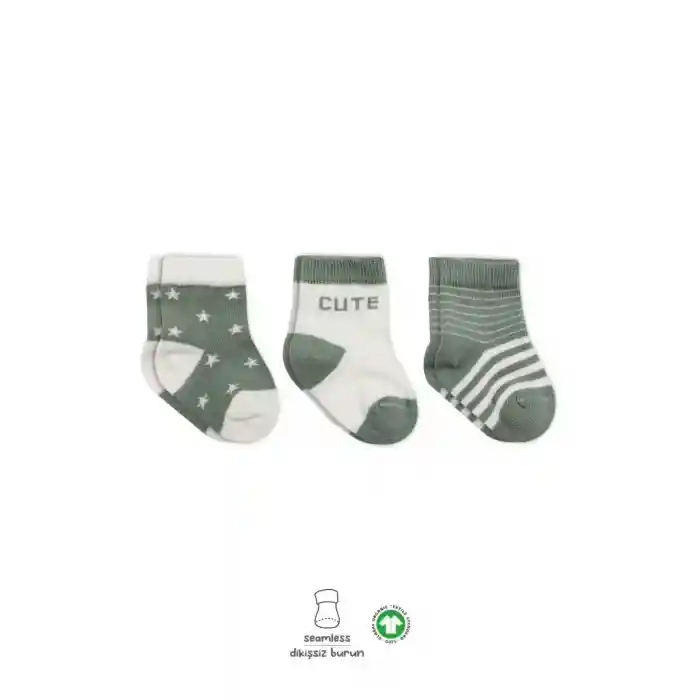 3Lü Penye Cute Stars Soket Çorap BS10115 Nil