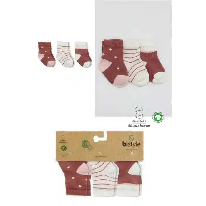 3Lü Penye Kız Soket Çorap 10112 Pudra